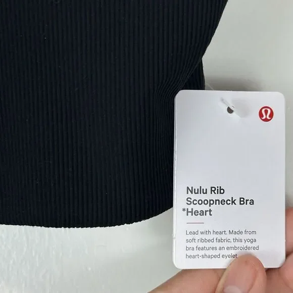 Lululemon Heart Nulu Ribbed Scoopneck Bra B/C Black Size M Valentine Pilates